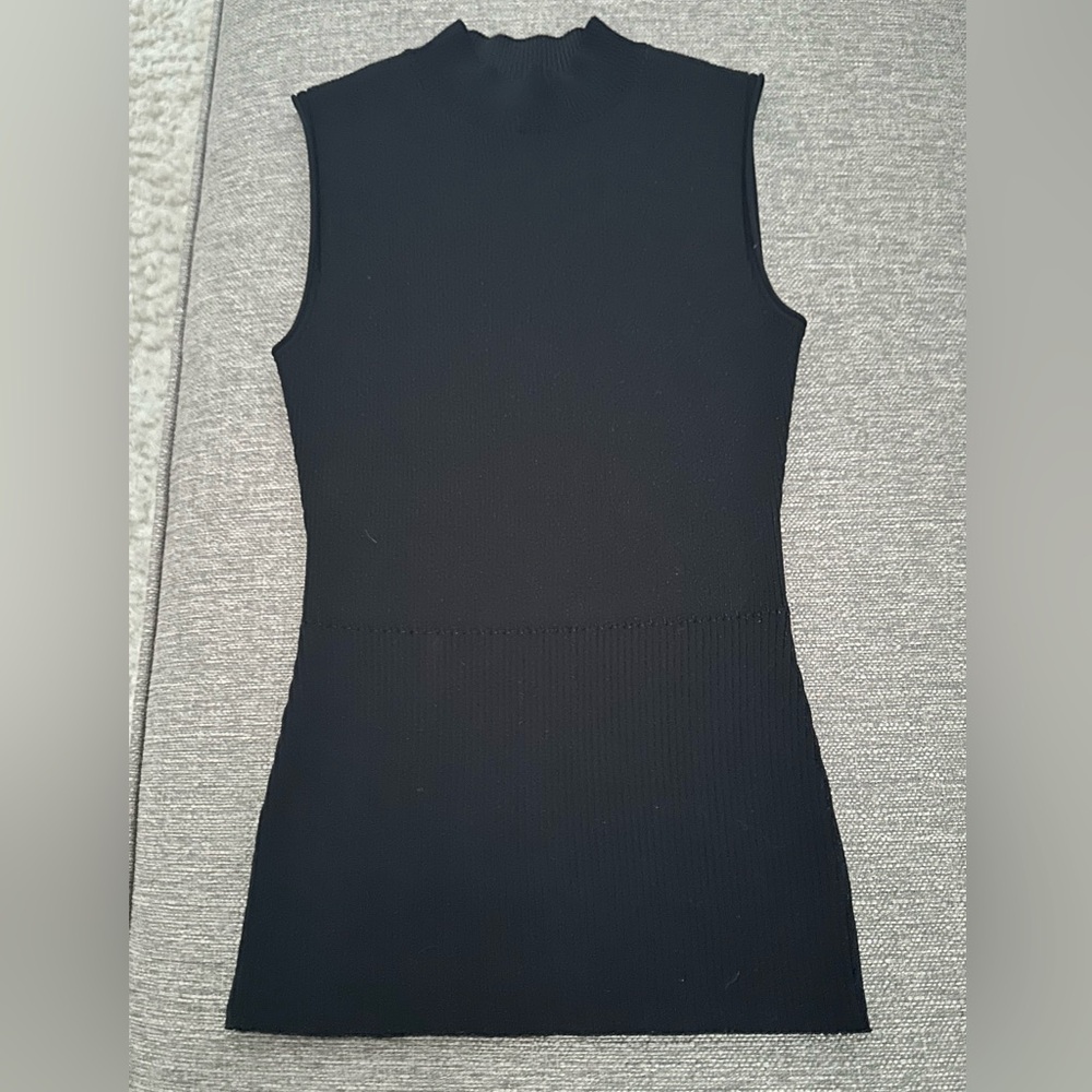 Theory Luxe Black Velour Knit Tank Sleeveless Mock Neck  Layer  Size 0 /XS